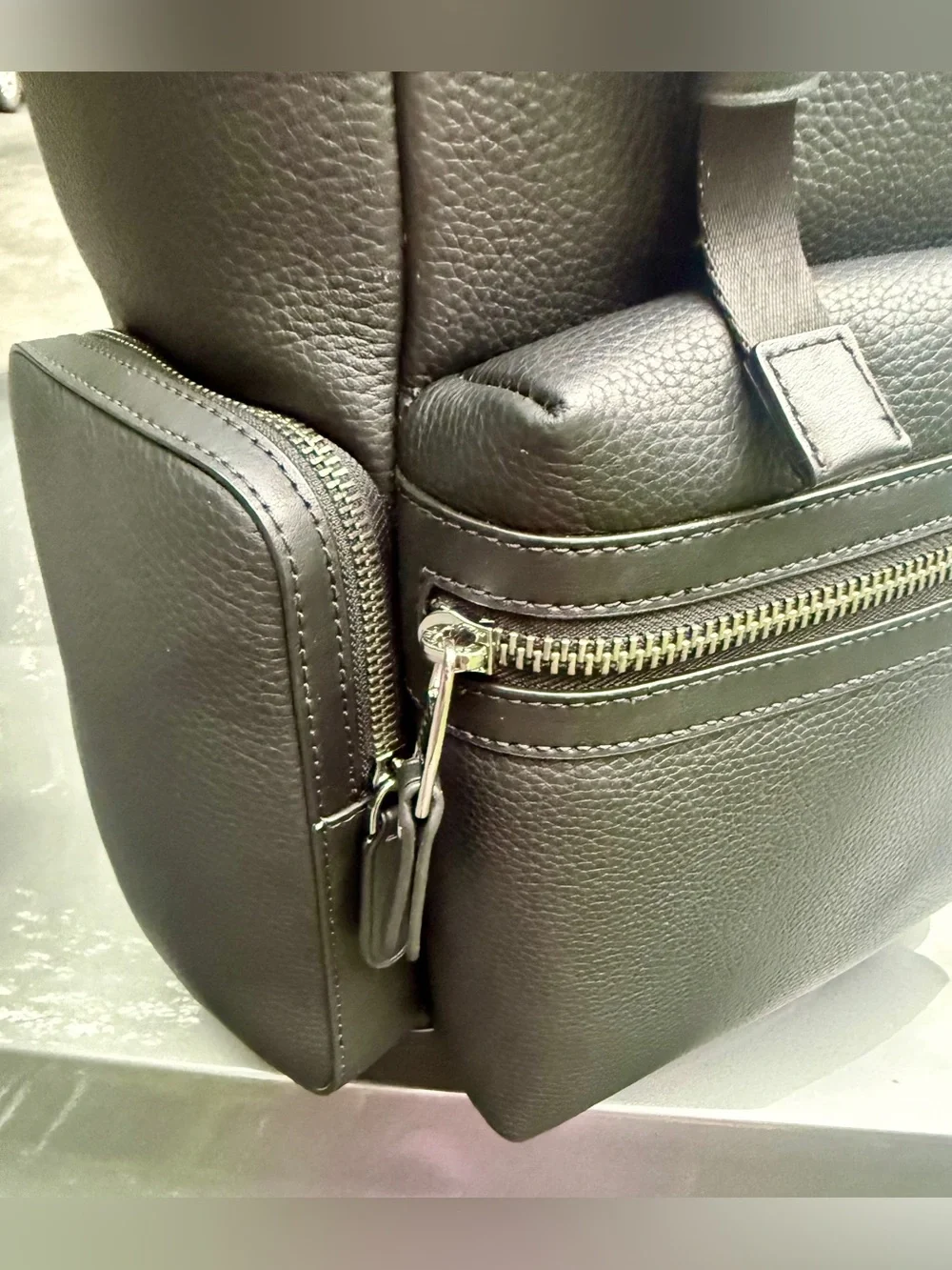 Michael Kors Black Pebbled Leather Flap Backpack